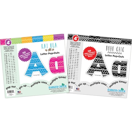 Barker Creek Kai Ola & Boho Chic 4" Letter Pop-Out Set (2 Designs), 510/Set 3851